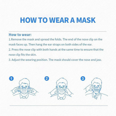 100Pcs 3 White Disposable Face Mask, Ply Masks with Soft Elastic Ear loops