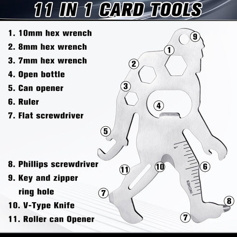 12 Cholemy Pcs Credit Card Tool Novelty Stocking Stuffer Wallet Multitool Edc Gadget Friendship Bigfoot Sasquatch