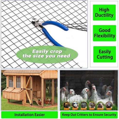 2in 3in 24" 50' 16Gauge, Wire Fence x Black Vinyl Coated Wire Mesh x Welded Wire Fencing PVC Coating Chicken Wire