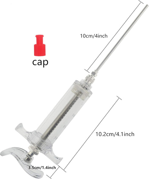 20ml Plastic Syringe with 10Ga Blunt Tip Needle 4" and Storage Caps - Great for Refilling Vegetable Glycerin - Glue Applicator - Oil Dispensing