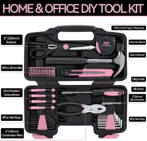 58 Set, Toolbox MARTCOLOR Piece Household Tool General Household Hand Tool Kit with Plastic Storage Case, All Purpose