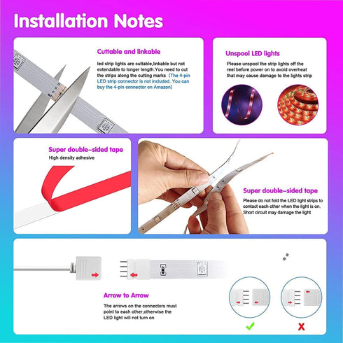 130ft (2 65ft) BedroomMusic Tenmiro Led Strip Lights Rolls of Smart Light Strips with App Control RGB Led Lights