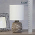 LT1171-TAU 13.78" Simple Designs Chic Glow Marble Inspired Ceramic Table Lamp with Fabric Shade, for Bedroom, Office