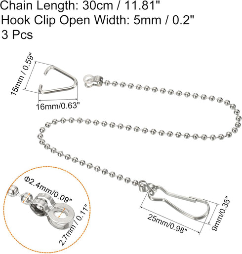 MECCANIXITY Toilet Flappers Chain, 25cm Stainless Steel Toilet Handle Lever Lift Flush Replacement Pack of 3