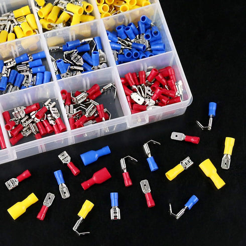 Hilitchi 255Pcs Fully Insulated Female/Male Spade Quick Wire Crimp Terminals Connectors Kit, 22-16/16-14/12-10AWG