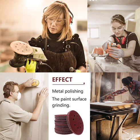 80 Pack 5 inch Sanding Discs Kit, 8 Hole Sander for Drill, Hook and Loop Plate, Various Grit Sandpaper Abrasive Tool