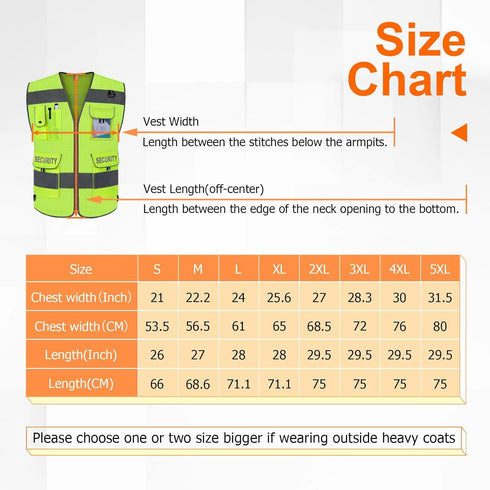 TCCFCCT Mesh Security Vest for Men Women, 9 Pockets High Visibility Reflective Safety Vest