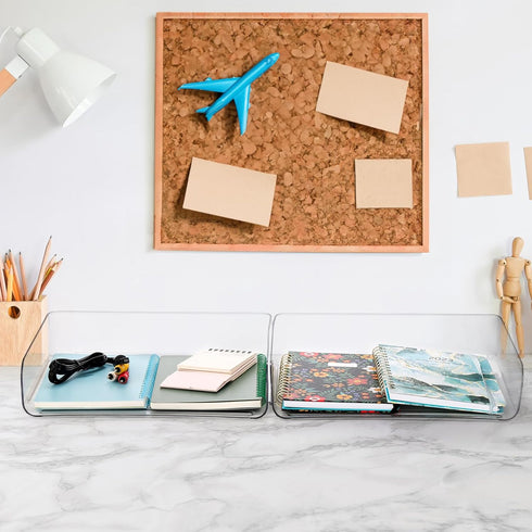 Okllen 3 Pack Stackable Paper Trays, Clear PET Desk Letter Tray Set, 3 Tier Organizer for A4 Paper, Magazine, Receipts