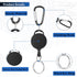 Heavy-Duty Retractable Key Chain ID Badge Holder Reel Clip with Nylon Rope and Metal Buckle for Carrying Keys, Black