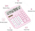 Deli Standard Function Desktop Calculator, 12 Digit LCD Display, Solar Battery Dual Power, Pink
