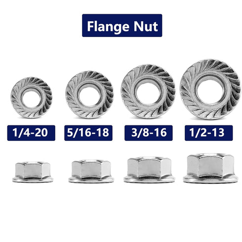 SG TZH 5/16-18 100Pcs 304 18-8, Serrated Flange Hex Lock Nuts Stainless Steel Full Thread, Hex Drive, Bright Finish by