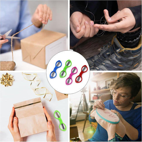 yueton 4pcs Colorful Plastic Handle Folding Safety Scissors with Keychain Holes for Craft Fishing