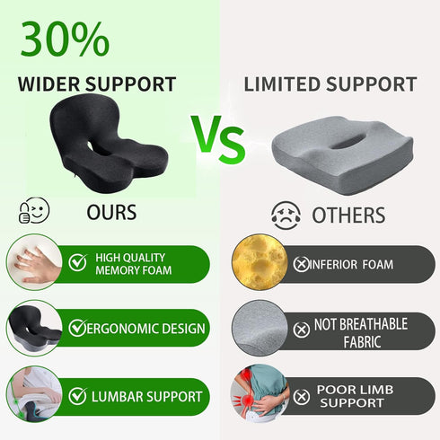 Nextexplore Tailbone Memory Foam L-Shaped Integrated Seat Cushion for Office Chair, Truck&Car Ergonomic Driver Seat