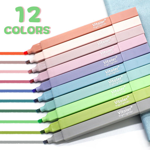 Vitoler 10Pcs Bible Highlighters with Soft Chisel Tip, Aesthetic Lake Colors No Bleed Bible Highlighters Cute Pastel Highlighters for Office School Supplies by Vitoler