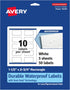 Avery Durable Waterproof Rectangle Labels, 1.5" x 2.75", 50 Total, Oil and Tear-Resistant, Laser/Pigment-Based Printable