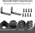 ZCLGOOD 12Pcs 2.9"x1"x0.6" 90 Adjustable Black L Bracket, Heavy Duty Degree Metal Corner Brace, Slotted L-Shape Shelf