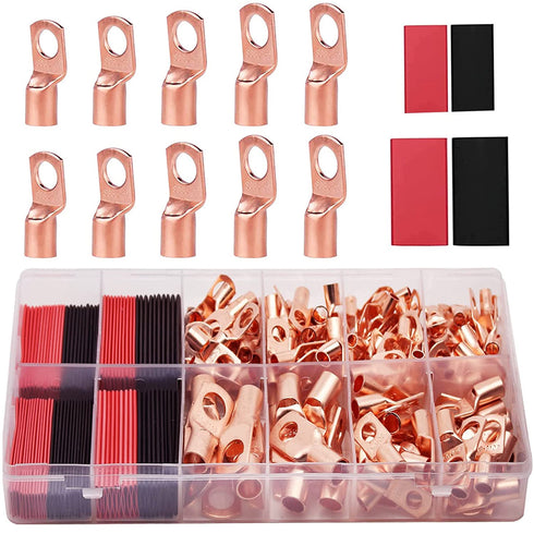 TKDMR 100Pcs Copper Wire Lugs AWG 6 8 10 12 with Heat