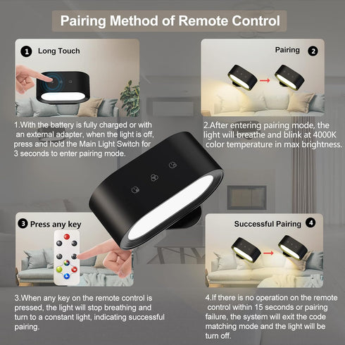 3 Dimmable Kitloo Wall Lights, Battery Operated Wall Sconces RGB Ambient Lighting, Color Changing Rechargeable Wall