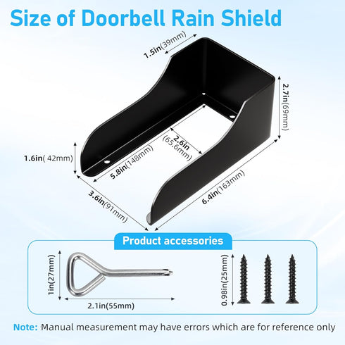 Doorbell Rain Cover for Ring Doorbell, Waterproof Anti-Glare Cover, Outdoor Keypad Protector