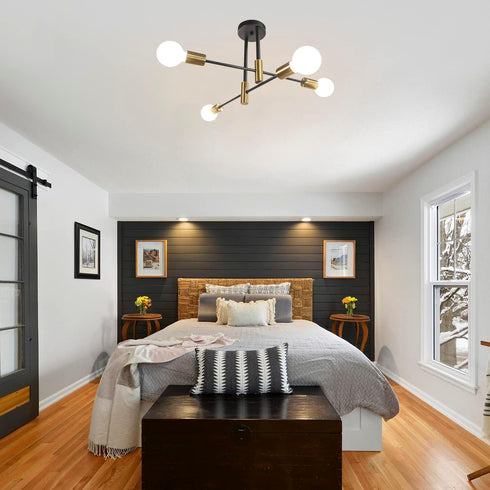 4 Modern Sputnik Chandelier Ceiling Light Lights, Creative Semi Flush Mount Ceiling Light for Bedroom, Living Room