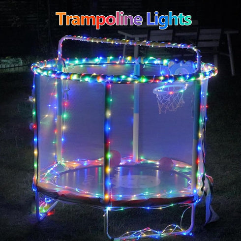66ft 200 8 YEGUO Solar Rope Lights Outdoor Waterproof, LED Multicolor String Lights, Modes Fairy Lights in Clear Thin