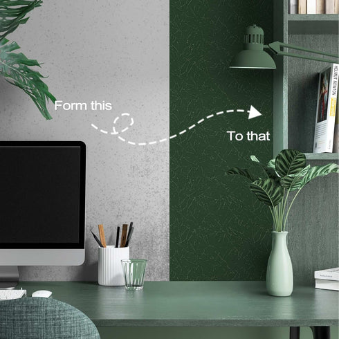 Abyssaly Dark Green Peel and Sticky Wallpaper, 15.7" X 118", Self Adhesive Vintage Embossed Silk Texture for Home