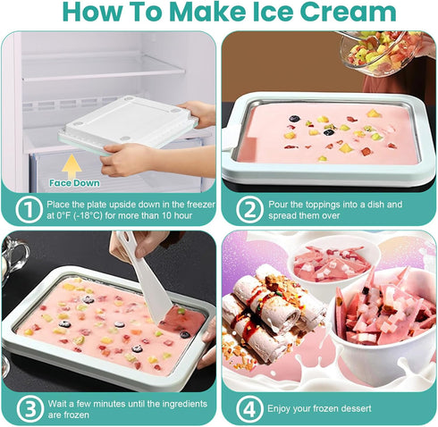 Rolled Ice Cream Maker, Homemade Ice Cream Maker, Homemade DIY Ice Cream, Smoothies, Yogurt Rolls, Food grade stainless