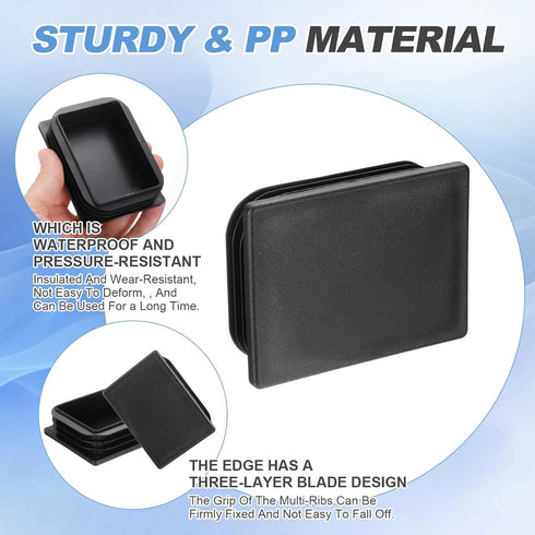 3.1" 2.4" 0.8" 8Pcs PATIKIL x x Rectangle Plastic Plug Tubing End Caps, Rectangular Tube Plug Square Tubing Post End