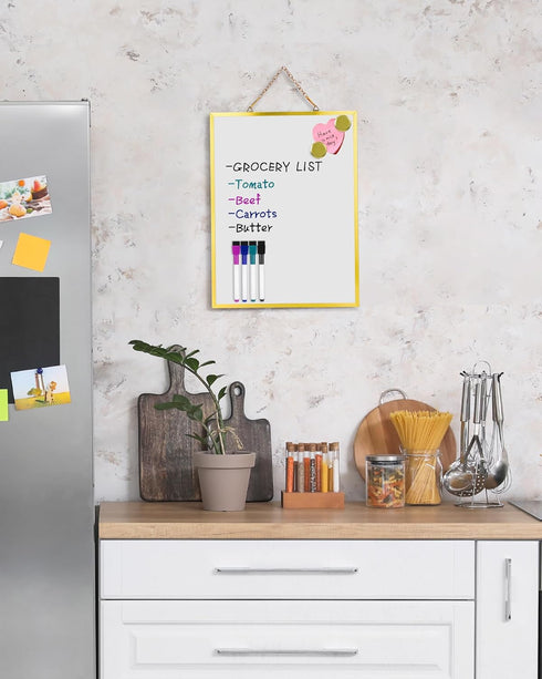 Small Dry Erase White Board, 16" x 12" Portable Aluminum Frame Mini Whiteboard, Magnetic Board for Wall Office Home
