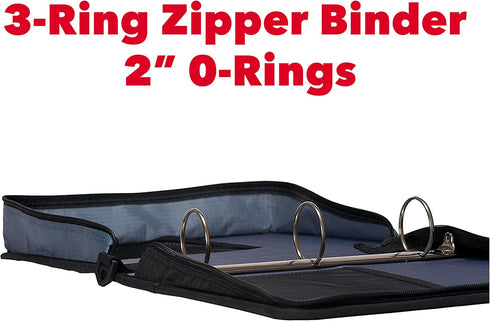 Case-It The Classic Zipper Binder - 2 Inch O-Rings, Multiple Pockets, 800 Sheet Capacity, Midnight Blue