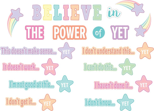 Teacher Created Resources Pastel Pop Mini Bulletin Board, Believe in The Power of Yet Theme