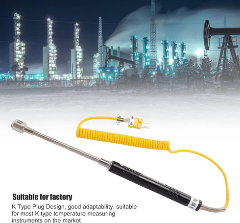 K Type Thermocouple Temperature Probe Heat Resistant Steel Sensor with Insulated Handle (Straight Shank)