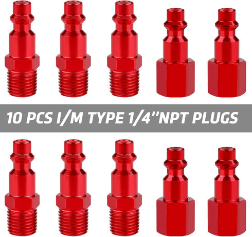 WYNNsky Universal Air Coupler and Industrial Air Plug Kit, 1/4 Inch Threads, 14 Pieces Air Compressor Accessories
