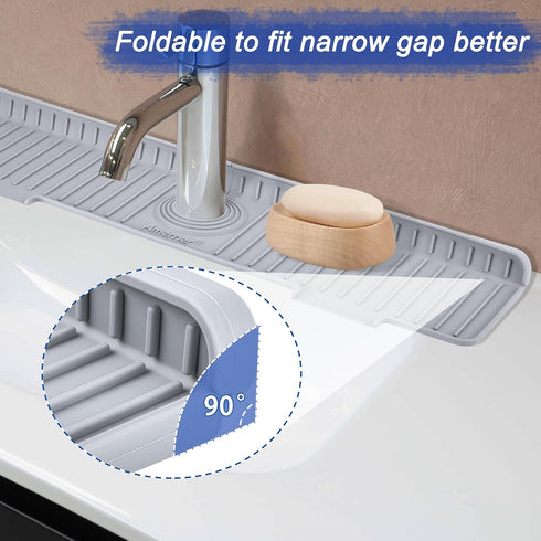 20 inch 10 20 5.5, Amerner Kitchen Sink Splash Guard, Large Slope & Adaptable Hole Faucet Mat for Kitchen Sink