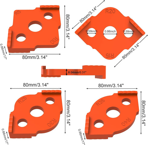 8 Radius Corners Router Jig Templates, High Hardness ABS+CNC for Woodworking Routing