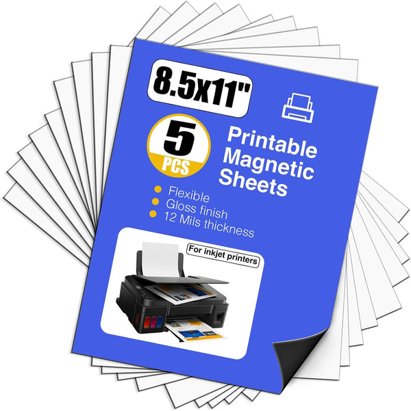 JINGZHAN Printable Magnetic Paper Non-Adhesive, 8.5" x 11" 12 Mil for Inkjet Printer