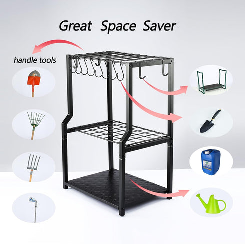 YueTong Garden Tool Organizer Heavy Duty, Yard Tool Tower Rack for Long Handle Tools, All Metal