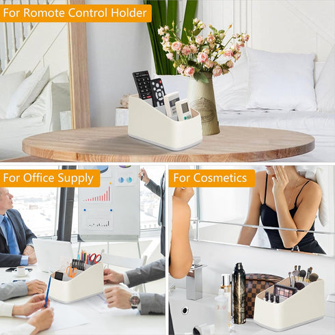 Remote Control Holder Organizer with 4 Compartments, Caddy/Box/Tray for Bedside Table/Office Desk, Desktop Storage