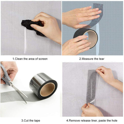 2"x140" Screen Repair Kit, Door Window Screen Repair Tape, Black (2" x 11.7FT)