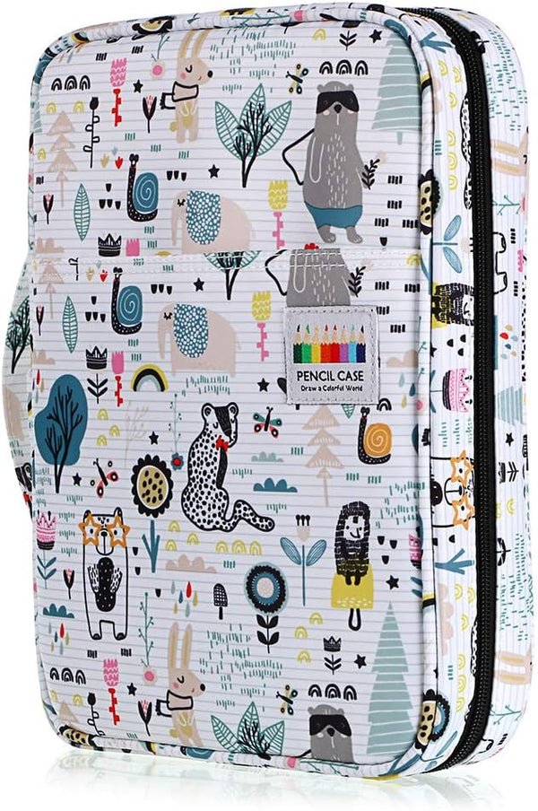 BTSKY Portable Colored Pencil Case - Large Capacity Organizer Holds 166 Pencils or 112 Gel Pens (Animal)