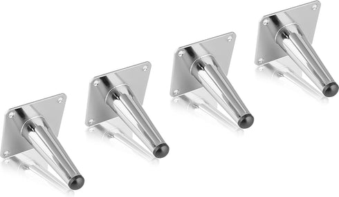 Seimneire 4pcs 4 Inch Furniture Legs, Straight Conical Metal Legs Chrome Mid-Century Style Furniture Feet for Sofa