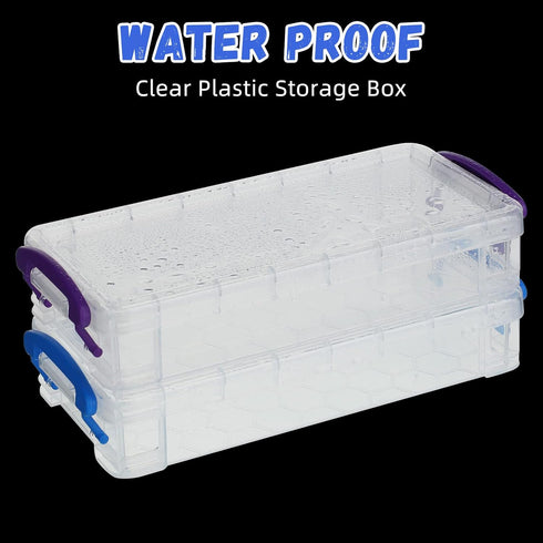 Crtiin 12 Pack Clear Plastic Pencil Box, Large Capacity Pen Case, Stackable Storage Organizer Box for Office Supplies,