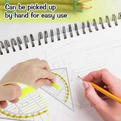PEOVLVN 4 Set Set Pcs Multifunctional Triangle Ruler with Handle, Plastic Triangle Ruler Protractor Geometry