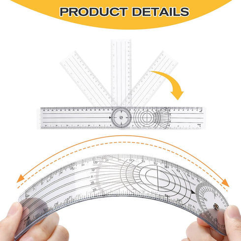 2Pcs Clear Plastic Goniometer - Quick Angle Protractor Angle Finder with 360 Degree Rotation Measuring Tool