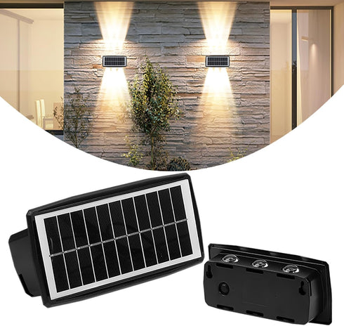 Solar Wall Lights Outdoor, Waterproof Up and Down Wall Sconce, Dusk to Dawn LED Lighting for House, Yard, Deck, Garage