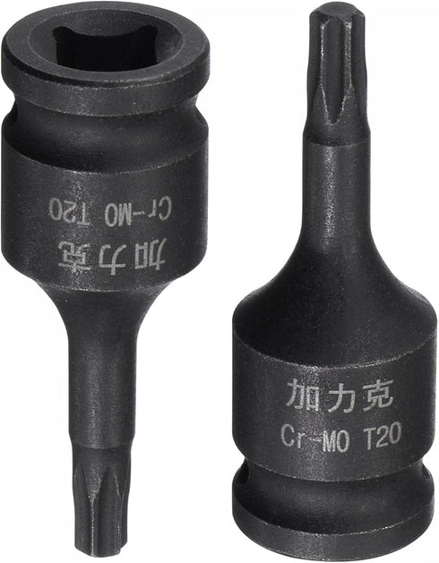 uxcell T20 Impact Torx Bit Socket, 35mm Length, 1/4" Square Drive, CR-MO Metric Sizes