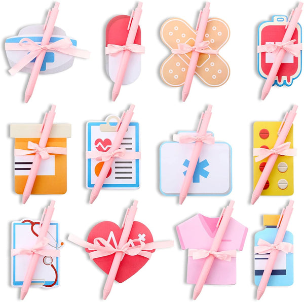 Eaasty 24 Packs Nurse Notepad with Pen, Mini Funny Nurse Sticky Note, 2024 Nursing Student Essential Gift