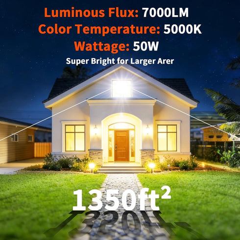 MATAHARAGA 50W 7000lm 6ft 5000K IP66 Flood Lights Outdoor, Bright LED Work Light with Plug, Daylight White Flood