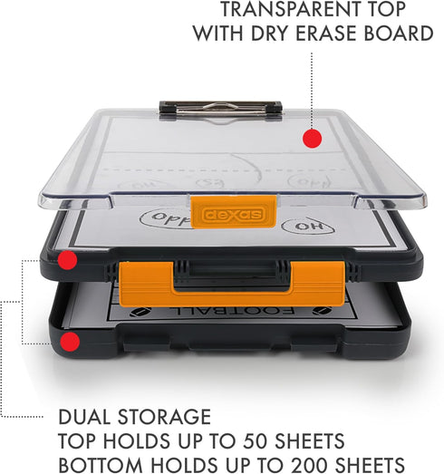 Dexas Clearview Clipcase Dry Erase Clipboard, 13.75 x 9.5 Inch, Orange