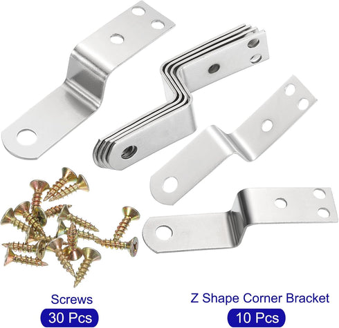 10 0.7 Inch uxcell Pcs Z Shape Corner Bracket, Right Angle Picture Frame Braces Bracket Shelf Brackets Fastener
